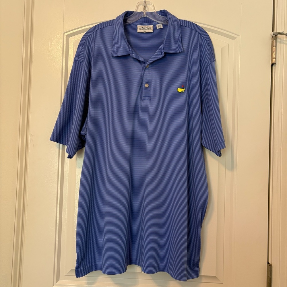 Masters Performance Blue & White Striped Polo Short Sleeve Shirt Men’s XXL